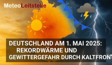 Artikelbild:Deutschland am 1. Mai 2025: Rekordwärme und Gewittergefahr durch Kaltfront.