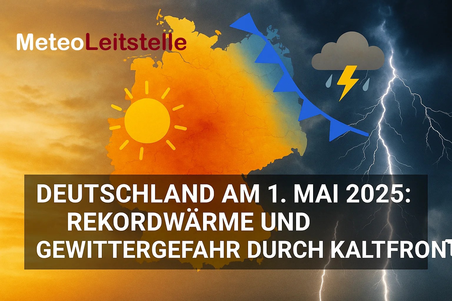 Artikelbild:Deutschland am 1. Mai 2025: Rekordwärme und Gewittergefahr durch Kaltfront.