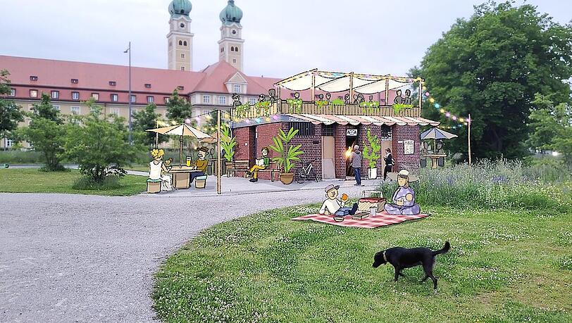 Die Vision vom Café Backsteinchen, die Dachterrasse soll noch verglast werden.