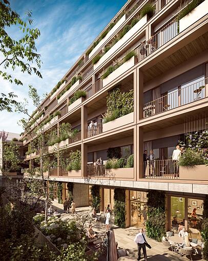"Wohnliche Atmosphäre": Jedes Büro-Stockwerk im Hinterhaus-Neubau soll Balkone bekommen.
