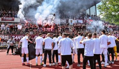 Team und Fans des BFC Dynamo jubeln nach dem Gewinn des Berliner Landespokals 2025 (Quelle: IMAGO / Jan Huebner)