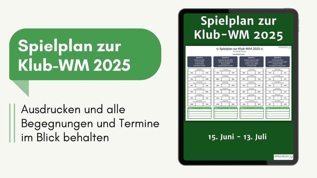 Laden Sie sich den Spielplan zur Klub-WM 2025 kostenlos als PDF herunter.