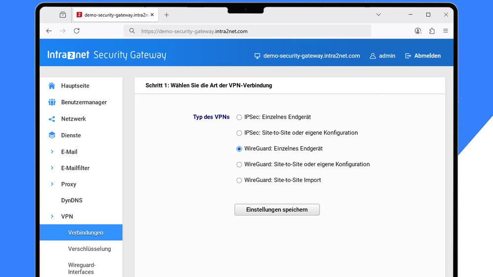 Intra2net Security Gateway 7 mit WireGuard VPN