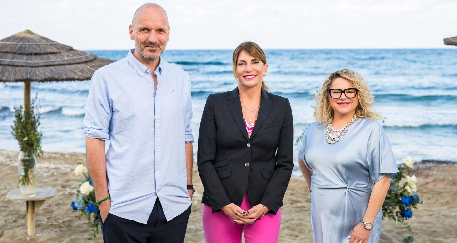 Wie bei "Hochzeit auf den ersten Blick" begleiten auch im Spin-off Markus Ernst, Beate Quinn und Dr. Sandra Köhldorfer (v. l.) die Paare während ihres Liebes-Experiments.