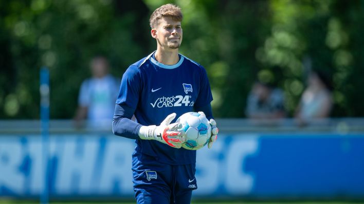 Torhüter Dennis Smarsch im Training bei Hertha BSC. (Foto: IMAGO / Matthias Koch)