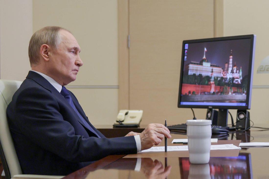 Kremlchef Wladimir Putin bei einer Online-Konferenz