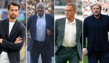 Collage Jonas Boldt, Felix Magath, Ralf Rangnick und Oliver Kahn (Quelle: Imago / Ulrich Hufnagel, Fussball-News Saarland, Steinsiek.ch, Team 2)
