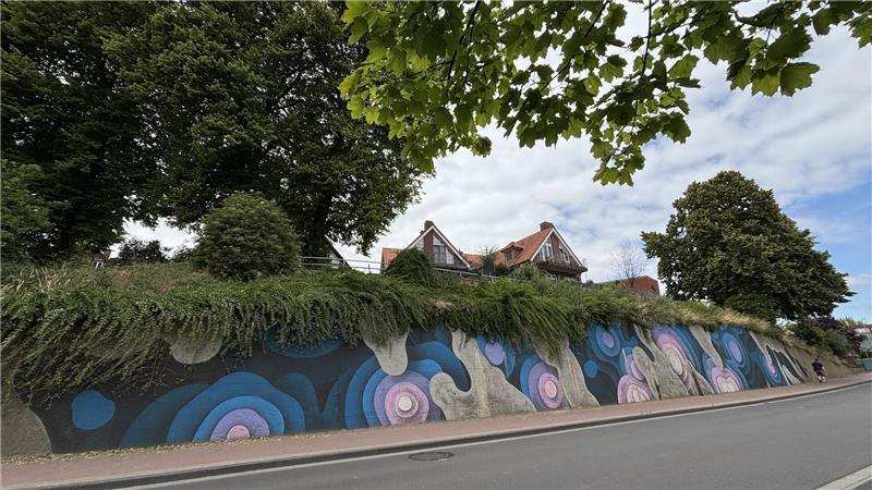 2023 hat der international renommierte Künstler „1010" die Mauer unterhalb des Spiegelbergs bemalt.