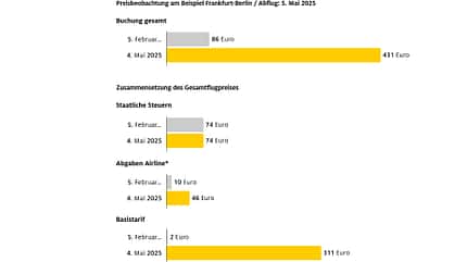 Grafik Preisentwicklung an einem Beispielflug