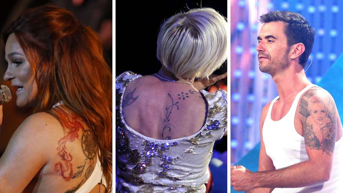 Tattoos: Andrea Berg, Michelle, Florian Silbereisen.
