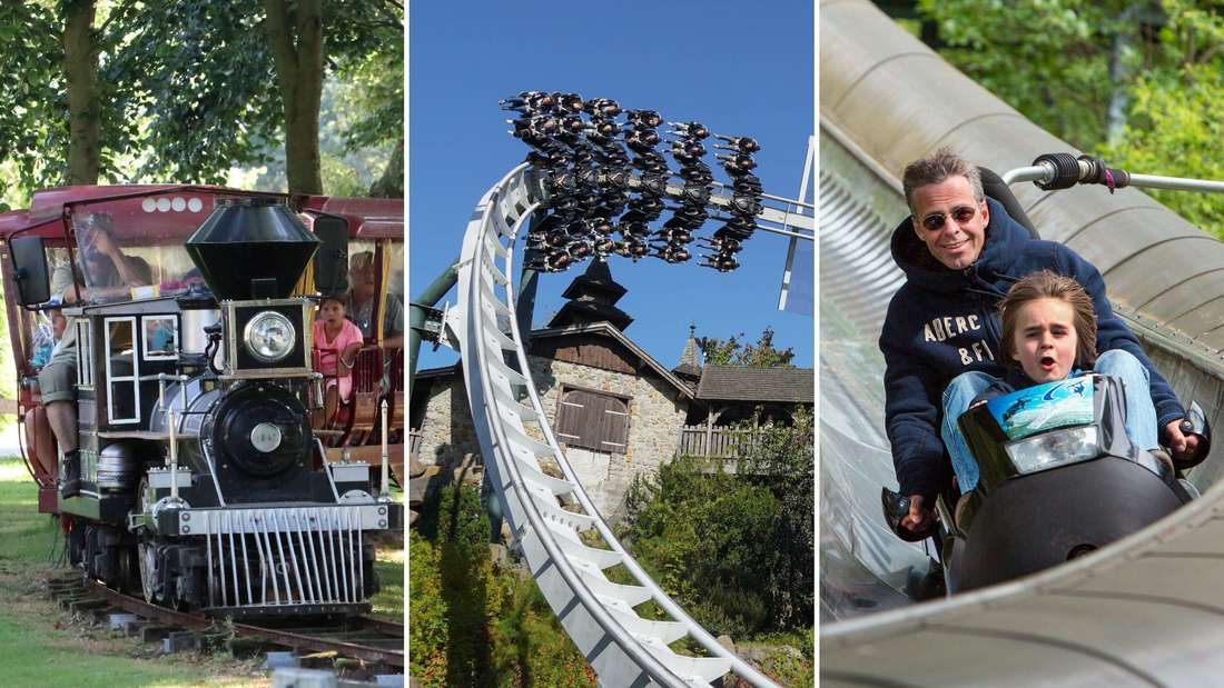 Mehrere Attraktionen verschiedener Freizeitparks in Niedersachsen