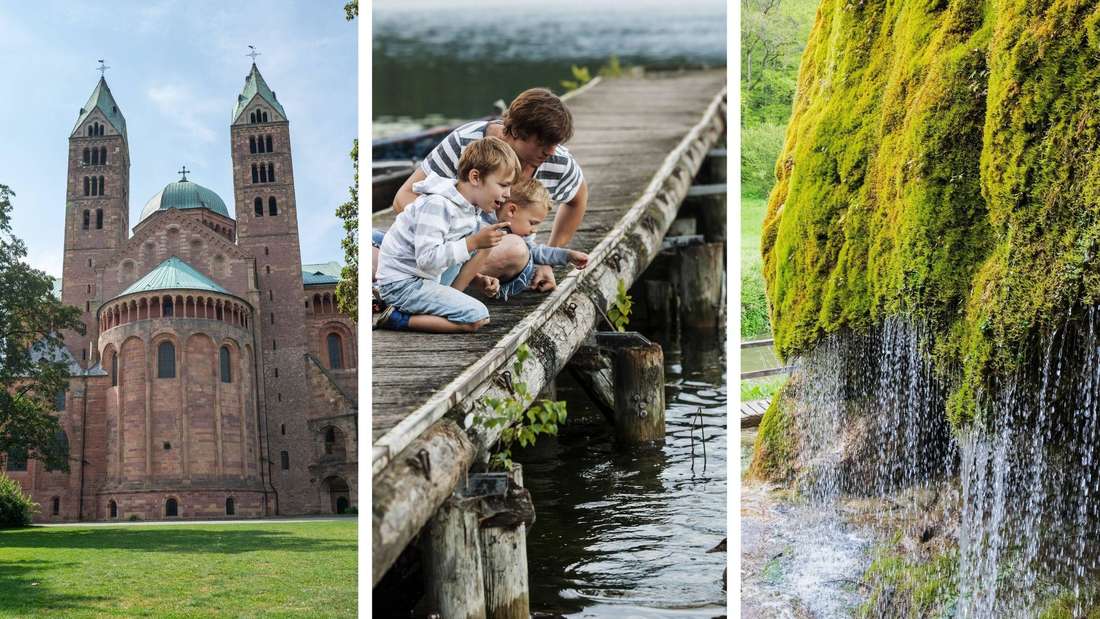 Speyer Dom, Vater mit zwei Kindern, Dreimühlen-Wasserfall