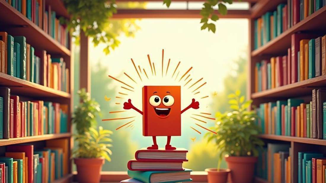 Ein Buch steht strahlend auf einem Buchstapel - Bestseller im Juni