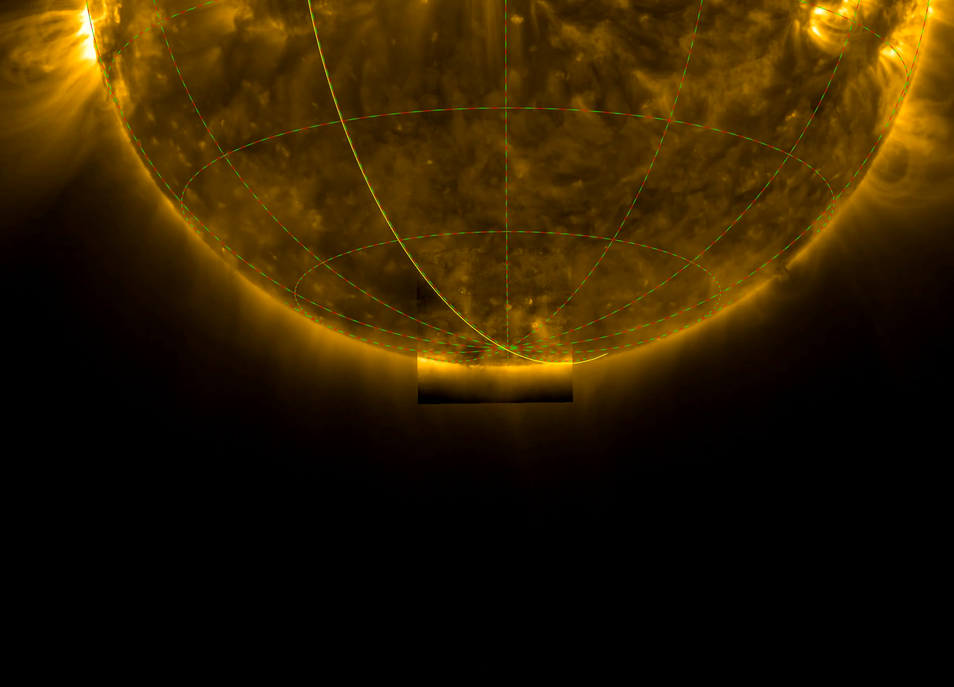 Die Esa-Raumsonde „Solar Orbiter“ befindet sich auf einer neuen Umlaufbahn und kann jetzt den Südpol und den Nordpol sehen. Die Aufnahme zeigt einen Teil des Sonnen-Südpols. 