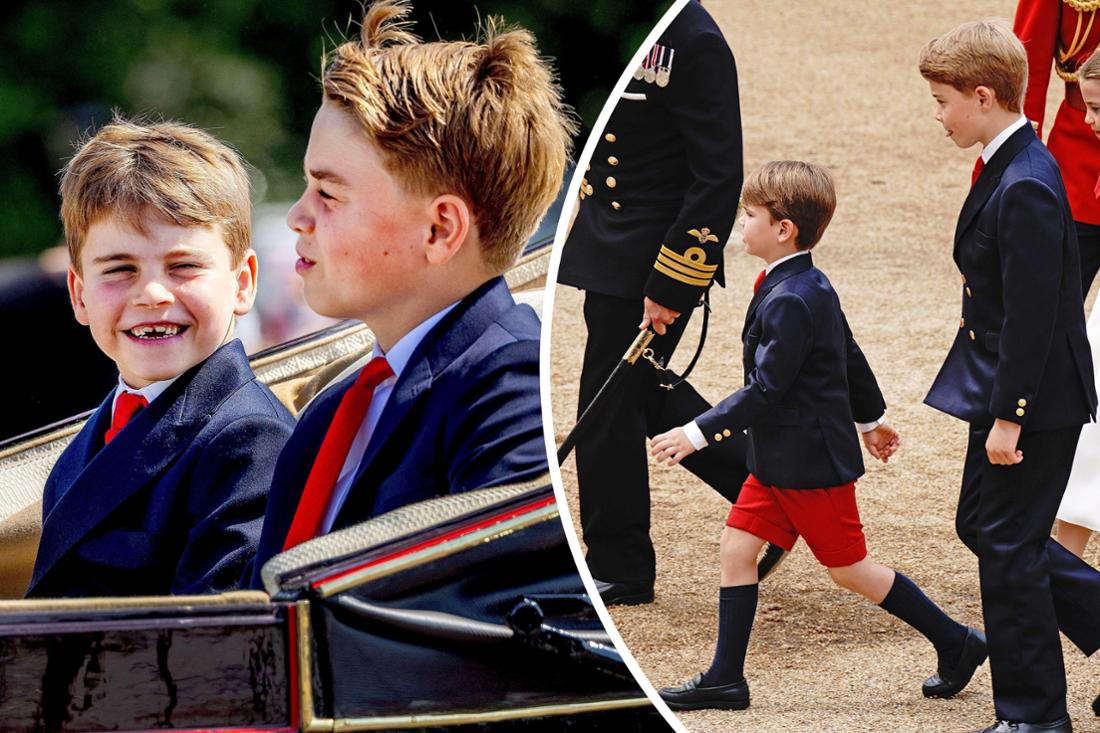 Links Prinz Louis und Prinz George bei „Trooping the Colour“ 2025, rechts zwei Jahre zuvor.