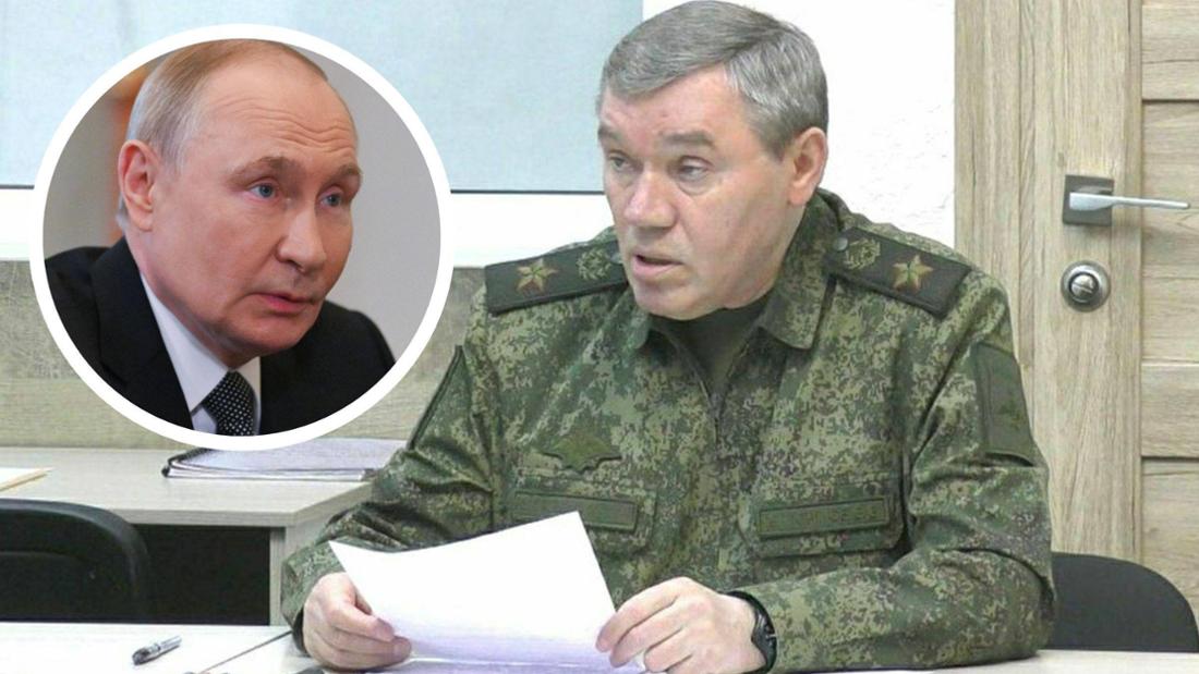 Der russische Generalstabschef Waleri Gerassimow (re.) leistet Russland-Machthaber Wladimir Putin regelmäßig Bericht über den Ukraine-Krieg.