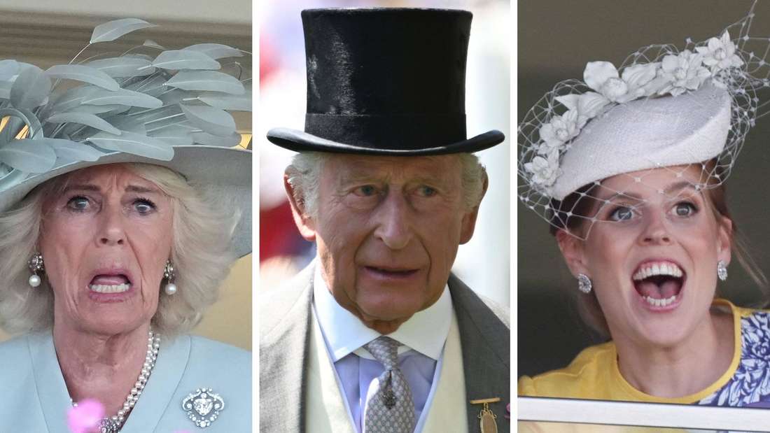 Königin Camilla, König Charles und Prinzessin Beatrice 2025 in Ascot.