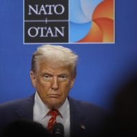 THE HAGUE, NETHERLANDS - JUNE 25: US President Donald Trump during a news conference on the second day of the 2025 NATO Summit on June 25, 2025 in The Hague, Netherlands. Among other matters, members are to approve a new defense investment plan that raises the target for defense spending to 5% of GDP. (Photo by Omar Havana/Getty Images) *** BESTPIX ***