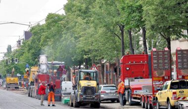 Statt Autos lärmen Baumaschinen: In der Reilstraße laufen seit Montag Arbeiten zur Fahrbahnsanierung.