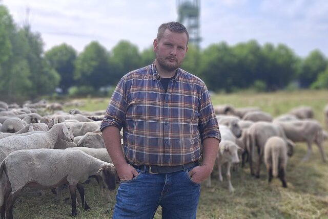 Elias Konze mit seinen Schafen im Erin Park in Castrop-Rauxel.