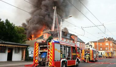 Ehemalige Staatsoperette in Dresden in Flammen