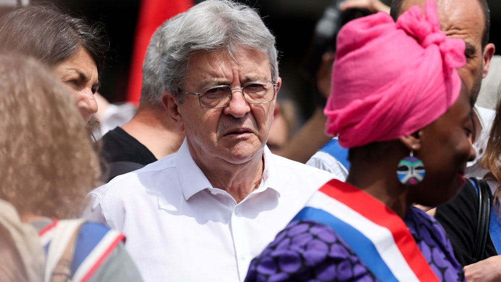 Jean-Luc Mélenchon auf einer propalästinensischen Demonstration der radikalen Linken auf der Place de la République in Paris am 14. Juni.