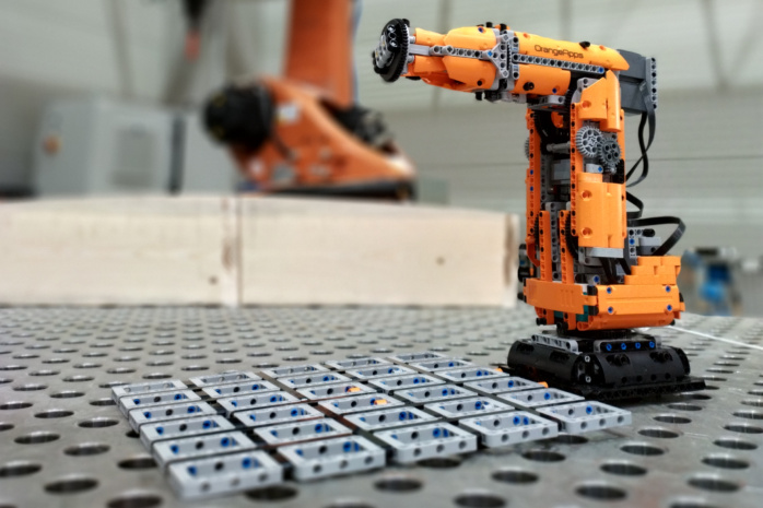 Roboter in der Architektur: Erleben Sie live, wie Industrieroboter die Architektur revolutionieren können. Foto: FLEX / HTWK Leipzig