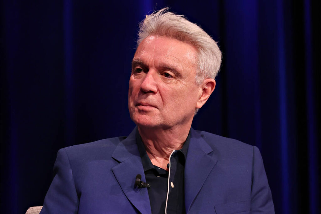 Musiker David Byrne spricht bei einer Veranstaltung