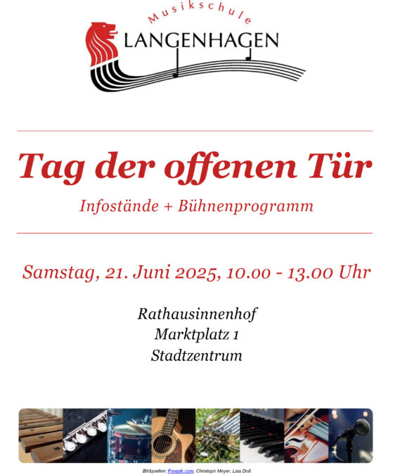 Plakat: Tag der offenen Tür - Musikschule Langenhagen