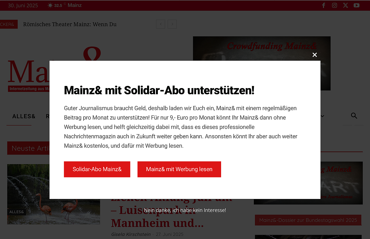 Mainz& goes Solidar-Abo: Ab Juli 2025 könnt Ihr Mainz& mit einem Solidar-Abo unterstützen! - Was das heißt, was Ihr bekommt, was es kostet