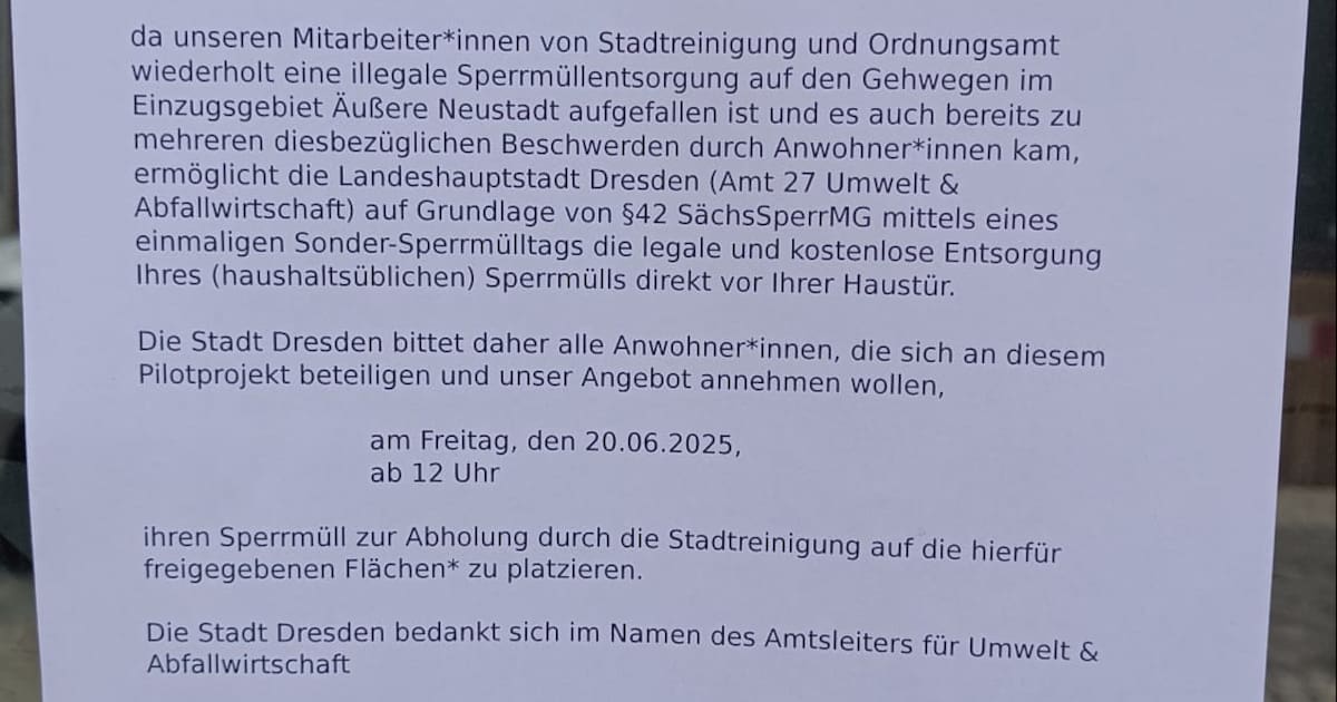 Gefälschte Aushänge zur Abfallentsorgung in Dresden-Neustadt