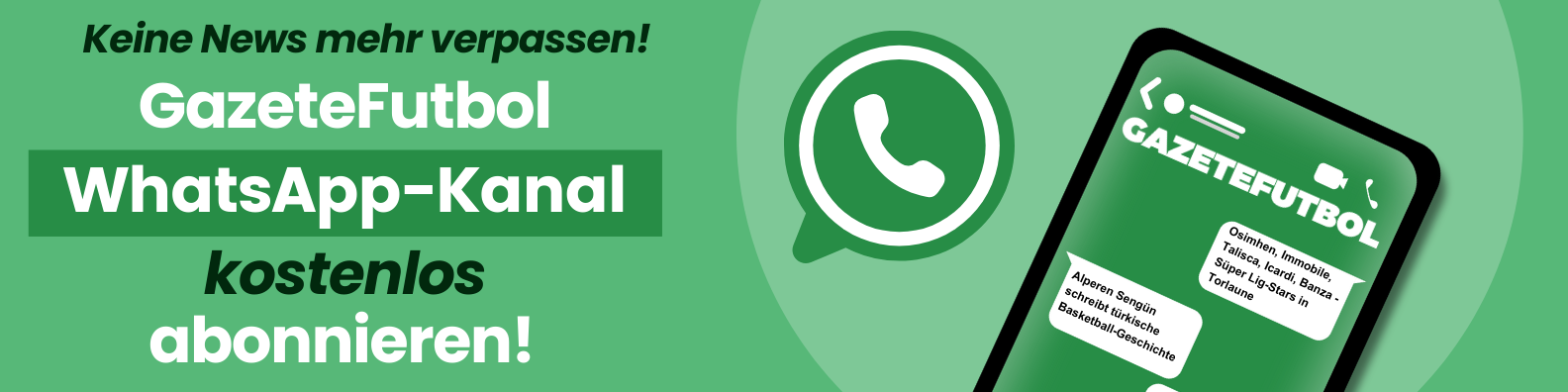 Jetzt GazeteFutbol WhatsApp-Kanal kostenlos abonnieren