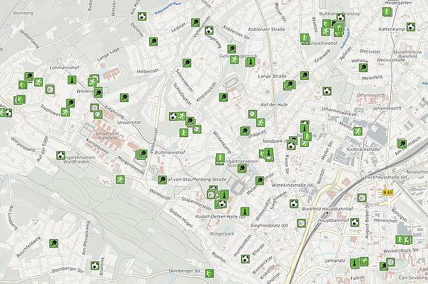 Digitale Karte zeigt Sportangebote in Bielefeld