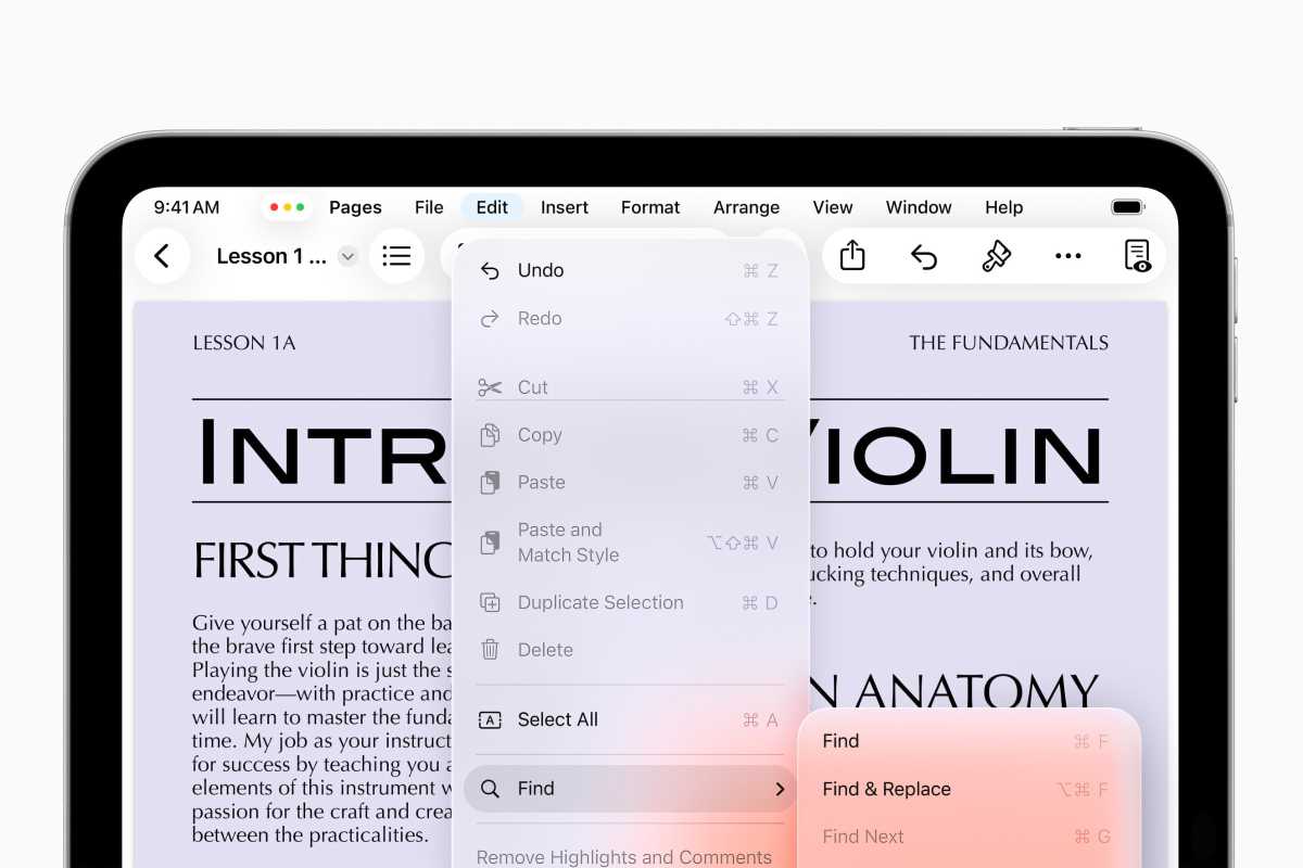 iPadOS 26 menu bar