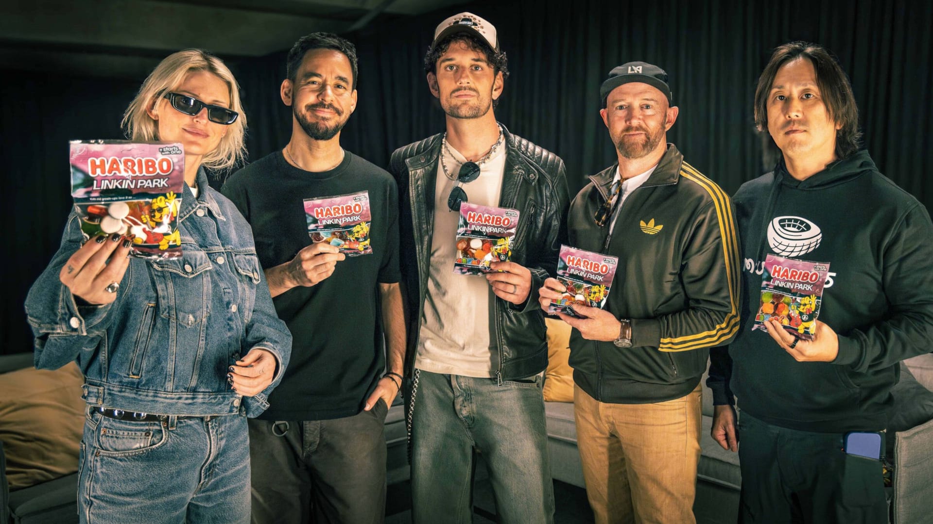 Linkin Park mit ihrem eigenen Haribo: Das Fruchtgummi gibt es nur in Hannover und den anderen Tourstädten zu kaufen.