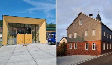 Die Kulturhalle Steinwiesen (links) und das Bürgerhaus Schneckenlohe sind für die Architektouren 2025 ausgewählt worden.