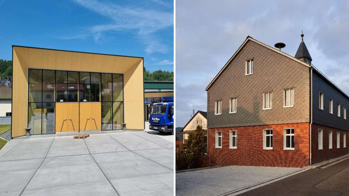 Die Kulturhalle Steinwiesen (links) und das Bürgerhaus Schneckenlohe sind für die Architektouren 2025 ausgewählt worden.
