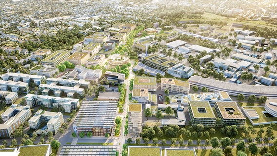 Visualisierung vom Science Park Bahrenfeld, wo das Olympische Dorf sein soll. © hamburg-activecity.de 