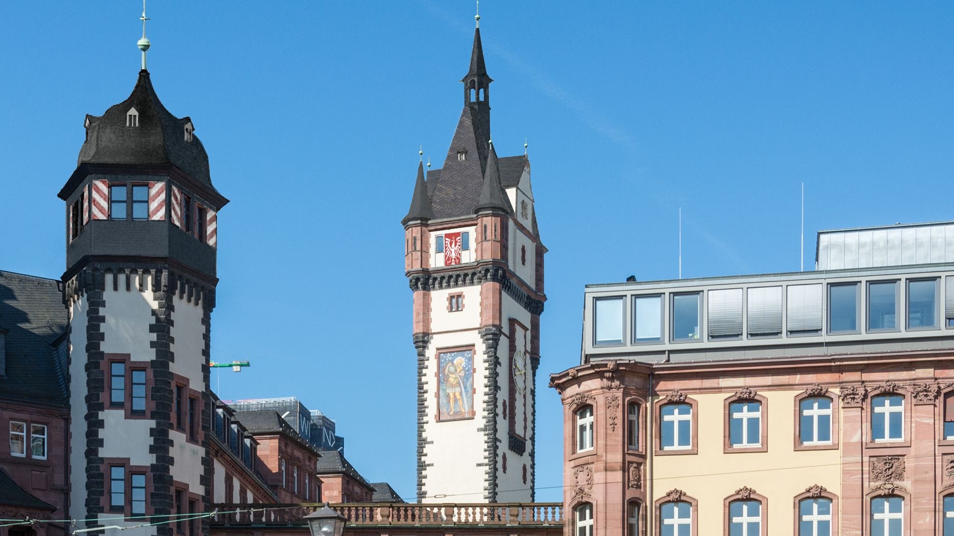 Modell des Langen Franz, Rathausturm in Frankfurt, wie er mit seinem neuen Dach aussehen soll.
