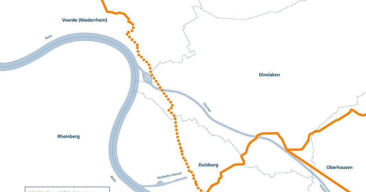 Thyssengas plant Wasserstoffleitung von Voerde nach Duisburg-Walsum