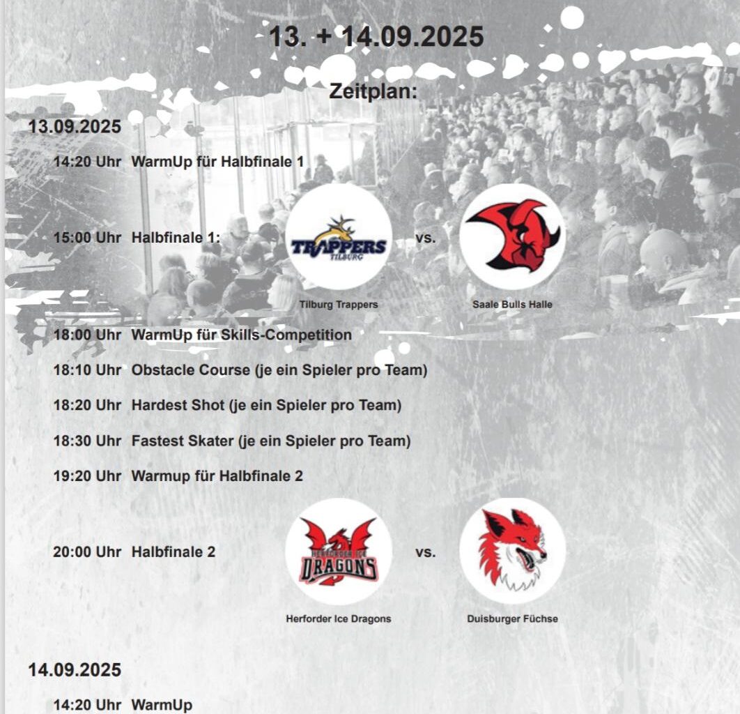 Dragons Cup 2025 mit Gastgeber Herford, Tilburg Trappers, Saale Bulls Halle und Füchsen Duisburg