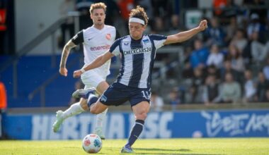 Fabian Reese von Hertha BSC beim Schuss. (Foto: IMAGO / Matthias Koch)