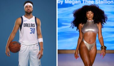 Collage: Klay Thompson und Megan Thee Stallion