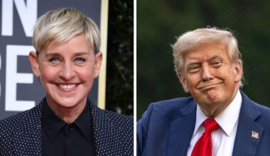Collage: Ellen DeGeneres und Donald Trump