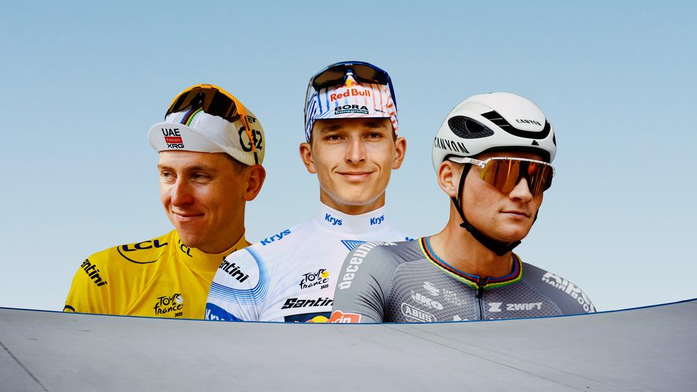 Tour de France: Drei Köpfe der Tour bislang: Tadej Pogačar, Florian Lipowitz und Mathieu van der Poel