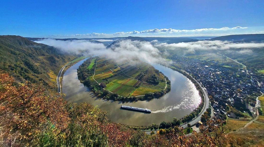 Calmont Themenfoto: Deutschland, Mosel, Moselschleife, Fluss, Calmont, 24.10.2024 Die Mselschleife vom Aussichtspunkt Br
