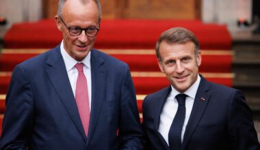 Mehr als drei Stunden sprachen Merz und Macron in der Berliner Villa Borsig miteinander. Foto: Carsten Koall/dpa