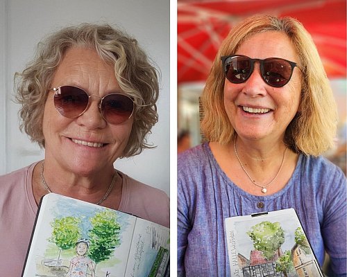 Karin Korenke (l.) und Diane Hagemann sind die "Familien-Oberhäupter" ihrer "Skizzen-Mafia". - © Skizzen-Mafia