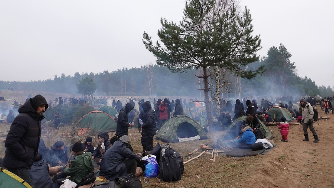 November 2021: Migranten campen an der belarussischen Grenze zu Polen.