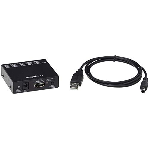 Amazon Basics Audio-Extractor-Konverter, HDMI auf HDMI + Audio (SPDIF + RCA Stereo), Schwarz